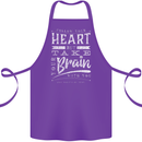 Take Your Heart With You Slogan Cotton Apron 100% Organic Purple
