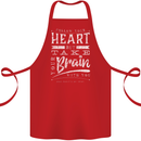 Take Your Heart With You Slogan Cotton Apron 100% Organic Red
