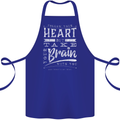 Take Your Heart With You Slogan Cotton Apron 100% Organic Royal Blue