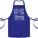 Take Your Heart With You Slogan Cotton Apron 100% Organic Royal Blue