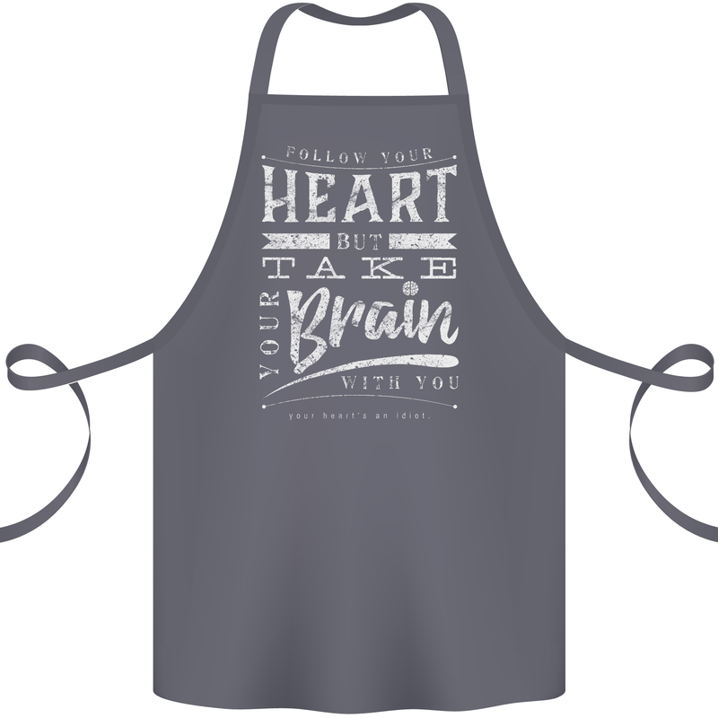 Take Your Heart With You Slogan Cotton Apron 100% Organic Steel