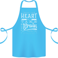 Take Your Heart With You Slogan Cotton Apron 100% Organic Turquoise