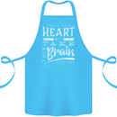 Take Your Heart With You Slogan Cotton Apron 100% Organic Turquoise