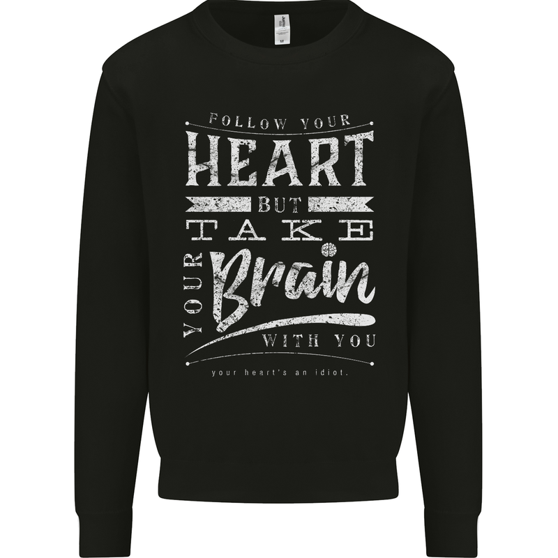 Take Your Heart With You Slogan Kids Sweatshirt Jumper Black