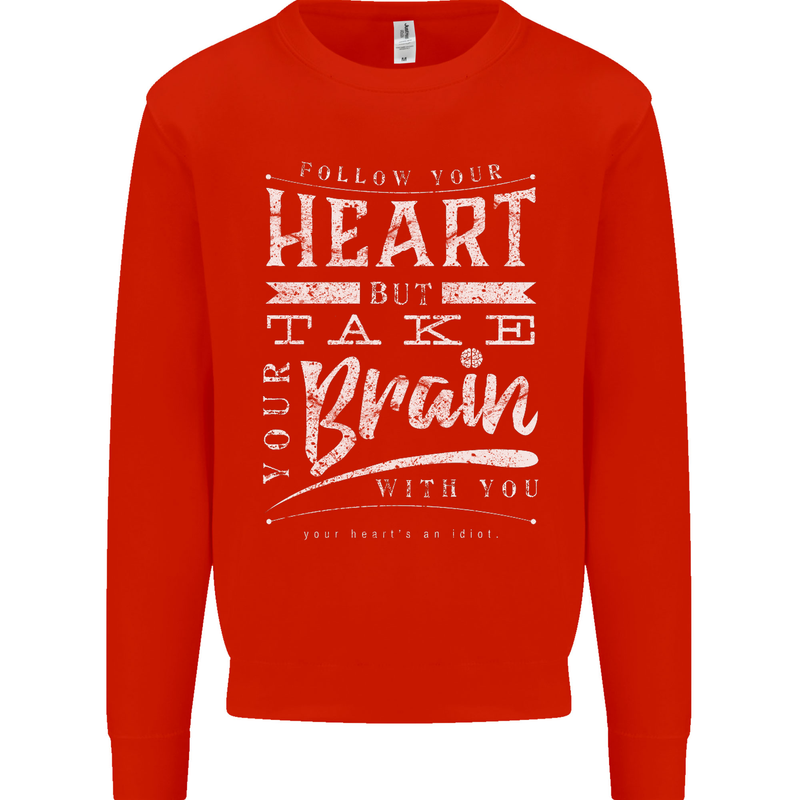 Take Your Heart With You Slogan Kids Sweatshirt Jumper Bright Red