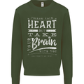 Take Your Heart With You Slogan Kids Sweatshirt Jumper Forest Green