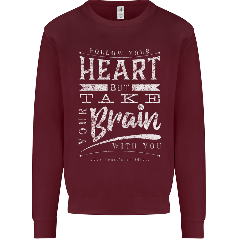 Take Your Heart With You Slogan Kids Sweatshirt Jumper Maroon
