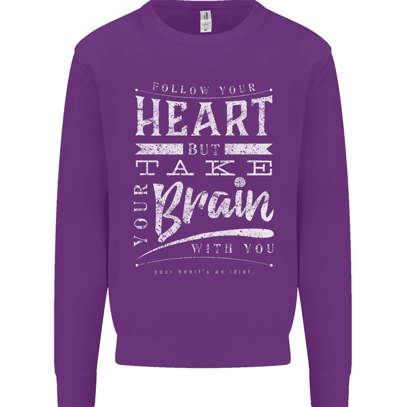 Take Your Heart With You Slogan Kids Sweatshirt Jumper Purple