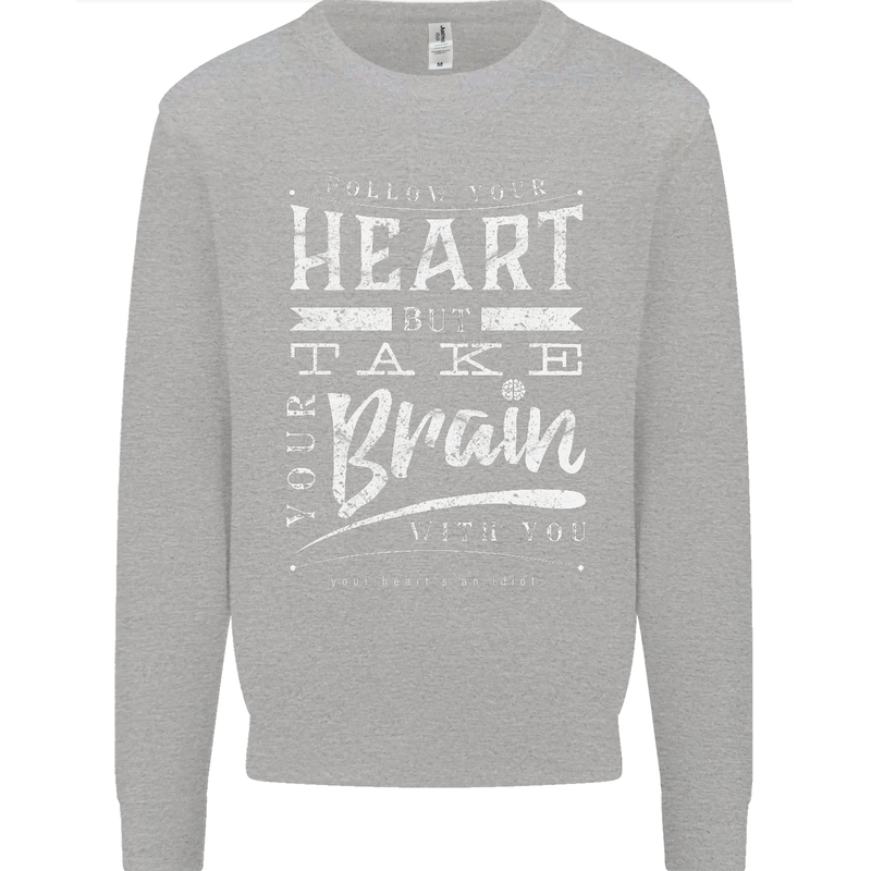 Take Your Heart With You Slogan Kids Sweatshirt Jumper Sports Grey