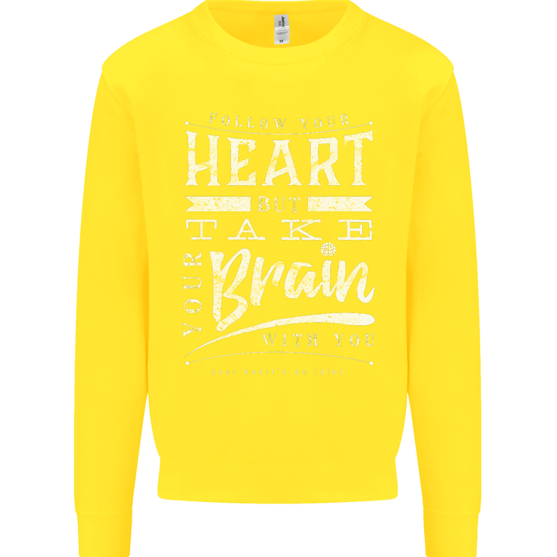 Take Your Heart With You Slogan Kids Sweatshirt Jumper Yellow