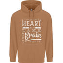 Take Your Heart With You Slogan Mens 80% Cotton Hoodie Caramel Latte