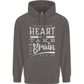 Take Your Heart With You Slogan Mens 80% Cotton Hoodie Charcoal