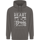 Take Your Heart With You Slogan Mens 80% Cotton Hoodie Charcoal
