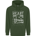 Take Your Heart With You Slogan Mens 80% Cotton Hoodie Forest Green