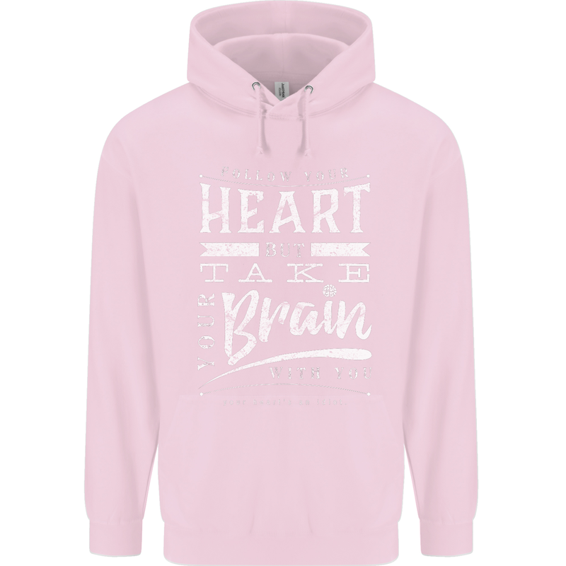 Take Your Heart With You Slogan Mens 80% Cotton Hoodie Light Pink