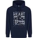 Take Your Heart With You Slogan Mens 80% Cotton Hoodie Navy Blue