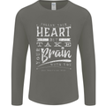 Take Your Heart With You Slogan Mens Long Sleeve T-Shirt Charcoal