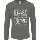 Take Your Heart With You Slogan Mens Long Sleeve T-Shirt Charcoal
