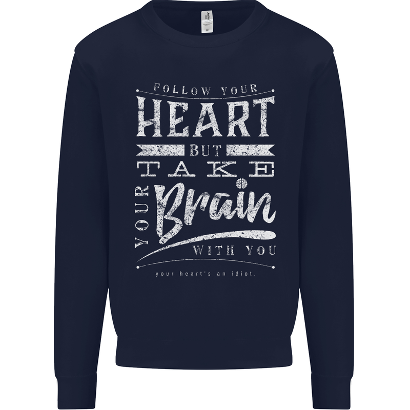 Take Your Heart With You Slogan Mens Sweatshirt Jumper Navy Blue