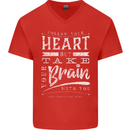 Take Your Heart With You Slogan Mens V-Neck Cotton T-Shirt Red