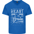 Take Your Heart With You Slogan Mens V-Neck Cotton T-Shirt Royal Blue