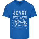 Take Your Heart With You Slogan Mens V-Neck Cotton T-Shirt Royal Blue