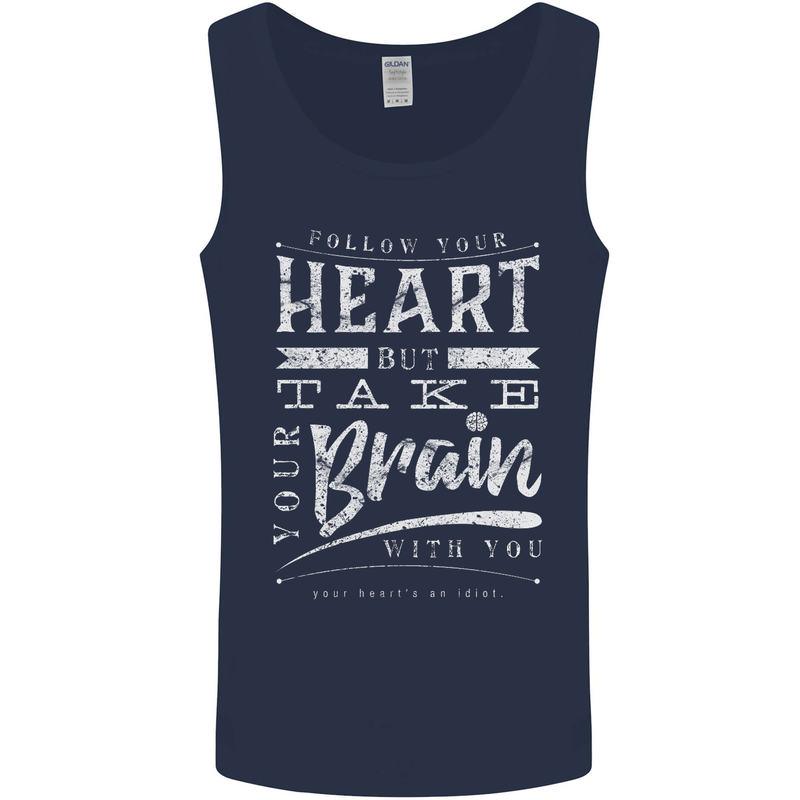 Take Your Heart With You Slogan Mens Vest Tank Top Navy Blue