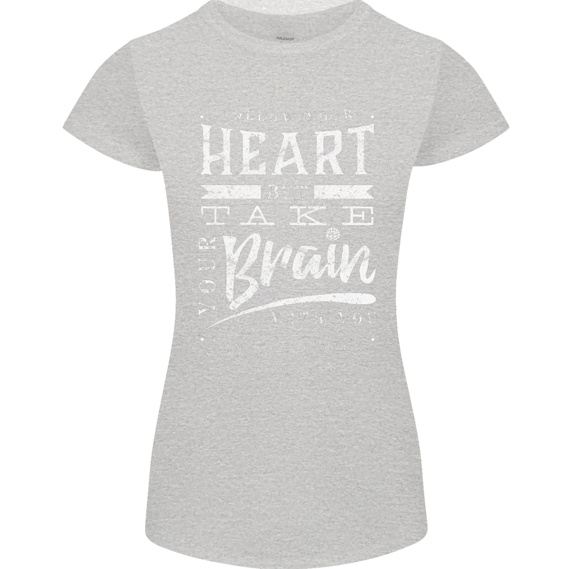 Take Your Heart With You Slogan Womens Petite Cut T-Shirt Sports Grey