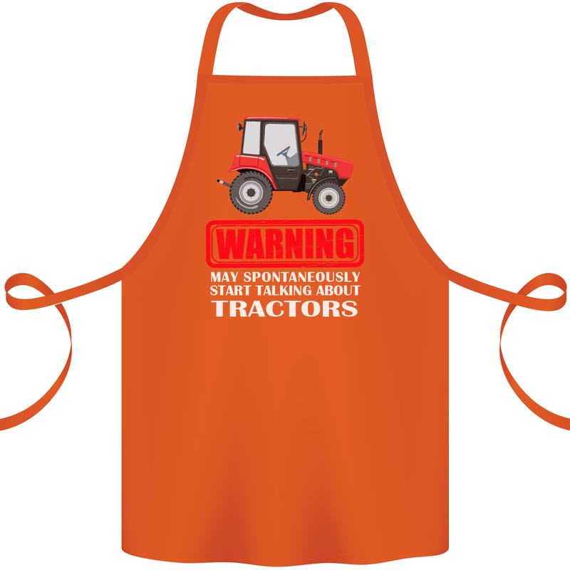 Talking About Tractors Funny Farmer Farm Cotton Apron 100% Organic Orange