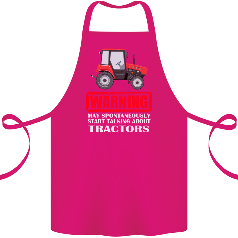 Talking About Tractors Funny Farmer Farm Cotton Apron 100% Organic Pink