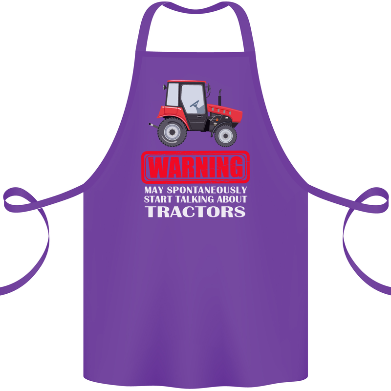Talking About Tractors Funny Farmer Farm Cotton Apron 100% Organic Purple