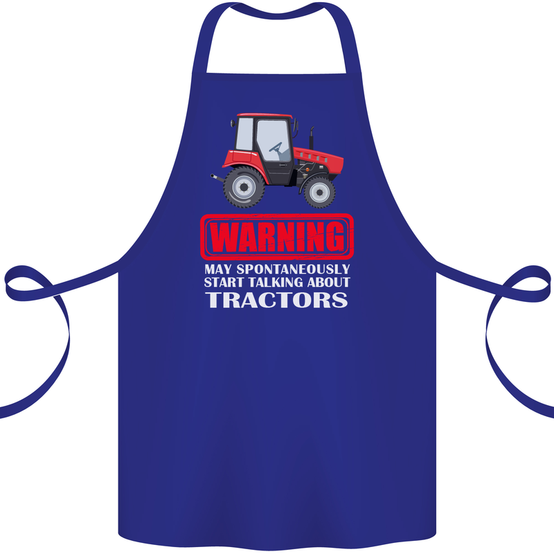 Talking About Tractors Funny Farmer Farm Cotton Apron 100% Organic Royal Blue