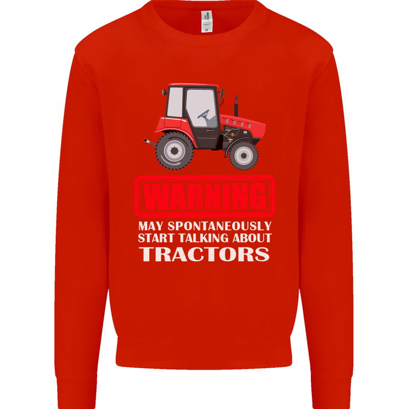 Talking About Tractors Funny Farmer Farm Kids Sweatshirt Jumper Bright Red