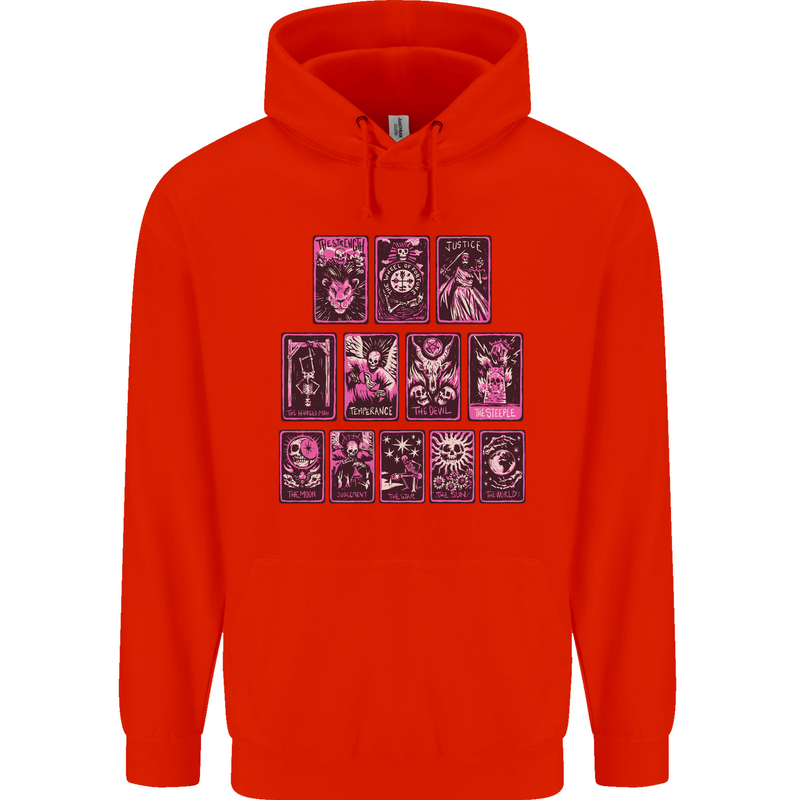 Tarot Cards Fortune Teller Skulls Childrens Kids Hoodie Bright Red