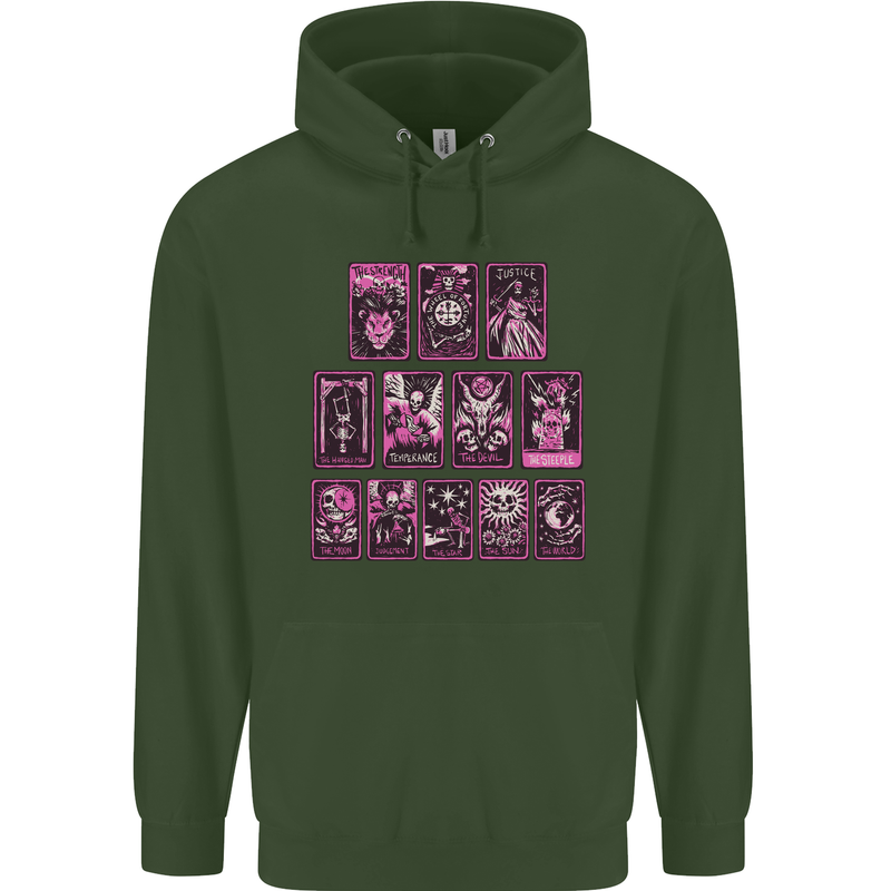 Tarot Cards Fortune Teller Skulls Childrens Kids Hoodie Forest Green