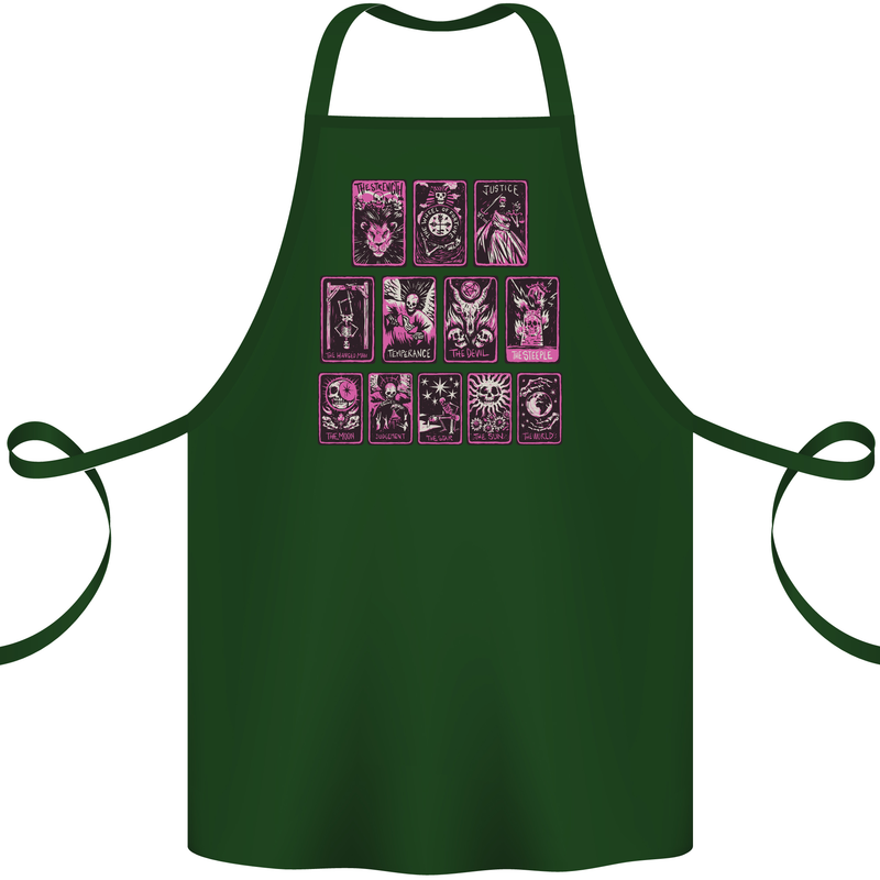 Tarot Cards Fortune Teller Skulls Cotton Apron 100% Organic Forest Green