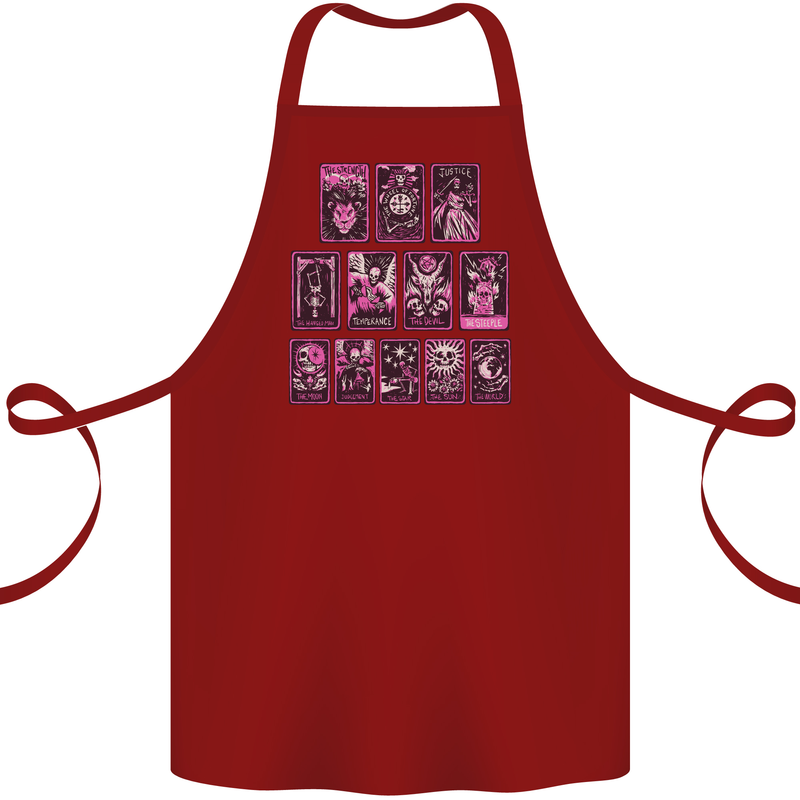 Tarot Cards Fortune Teller Skulls Cotton Apron 100% Organic Maroon