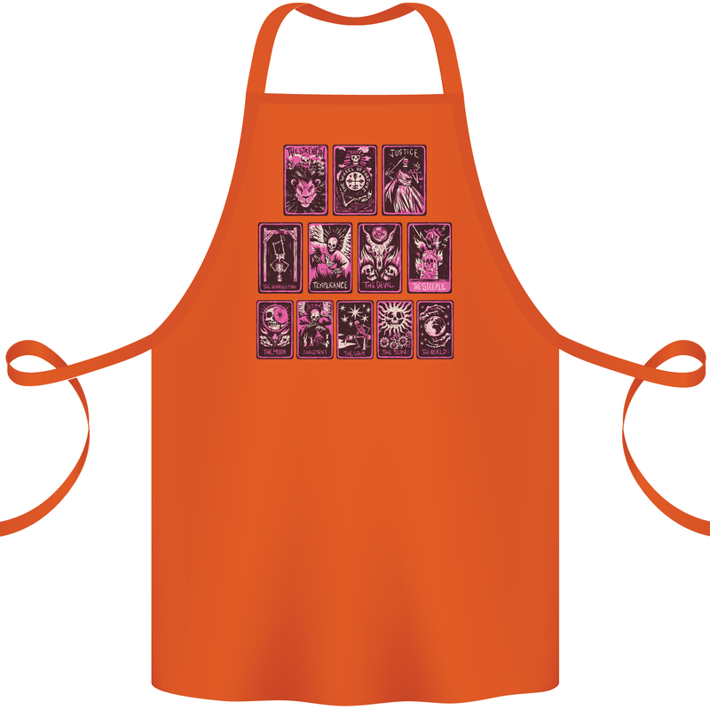 Tarot Cards Fortune Teller Skulls Cotton Apron 100% Organic Orange