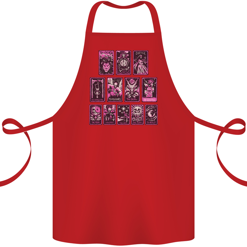 Tarot Cards Fortune Teller Skulls Cotton Apron 100% Organic Red