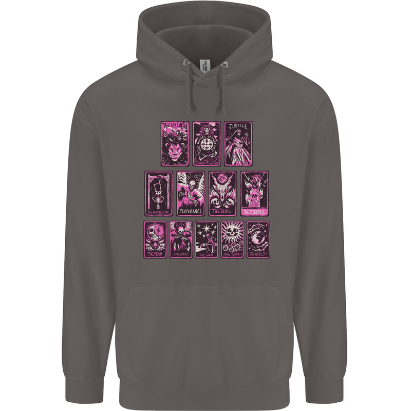 Tarot Cards Fortune Teller Skulls Mens 80% Cotton Hoodie Charcoal