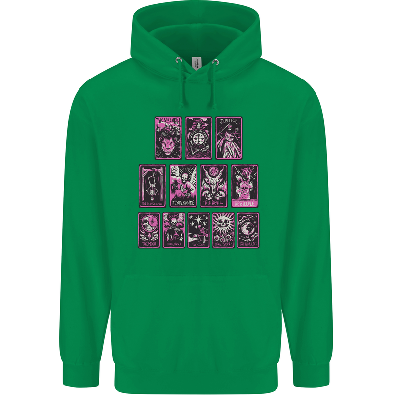 Tarot Cards Fortune Teller Skulls Mens 80% Cotton Hoodie Irish Green