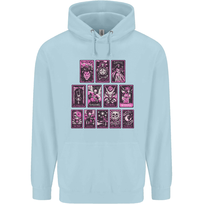 Tarot Cards Fortune Teller Skulls Mens 80% Cotton Hoodie Light Blue