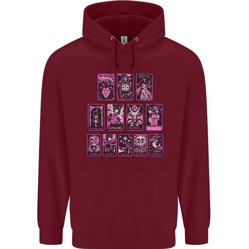 Tarot Cards Fortune Teller Skulls Mens 80% Cotton Hoodie Maroon