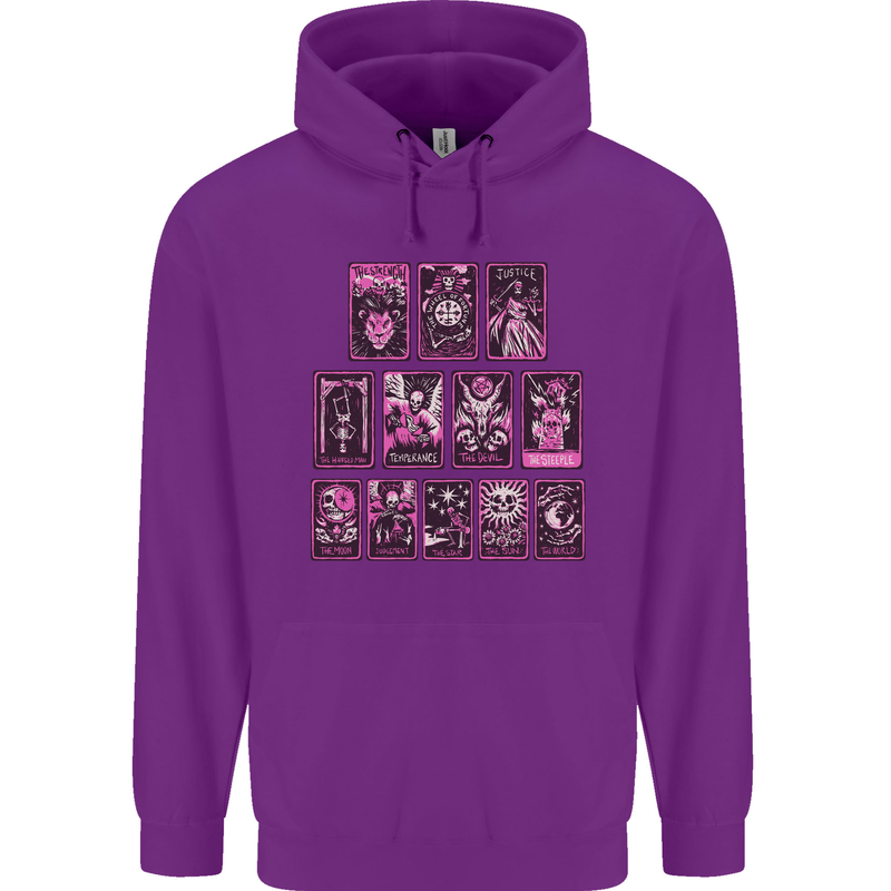 Tarot Cards Fortune Teller Skulls Mens 80% Cotton Hoodie Purple