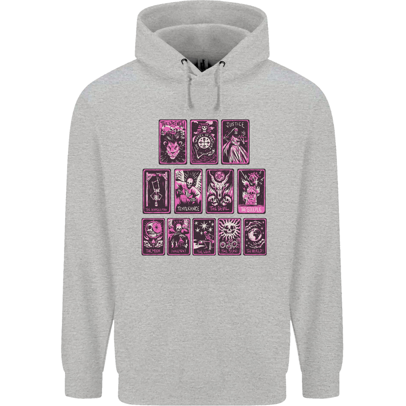 Tarot Cards Fortune Teller Skulls Mens 80% Cotton Hoodie Sports Grey