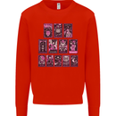 Tarot Cards Fortune Teller Skulls Mens Sweatshirt Jumper Bright Red