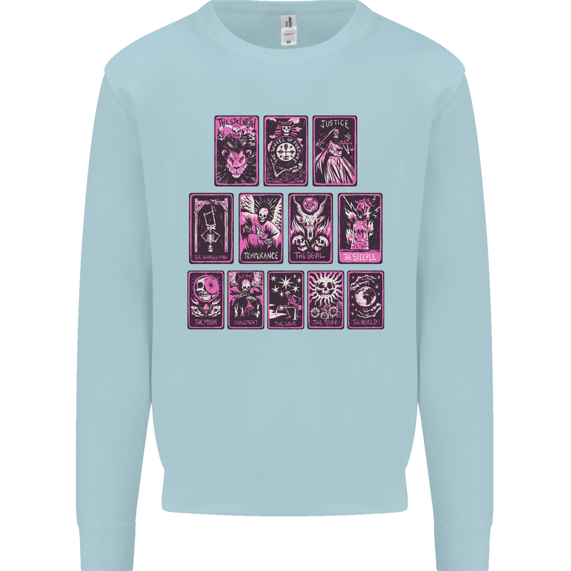 Tarot Cards Fortune Teller Skulls Mens Sweatshirt Jumper Light Blue