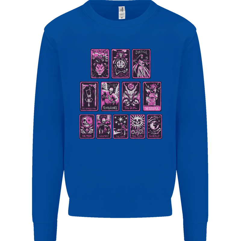 Tarot Cards Fortune Teller Skulls Mens Sweatshirt Jumper Royal Blue