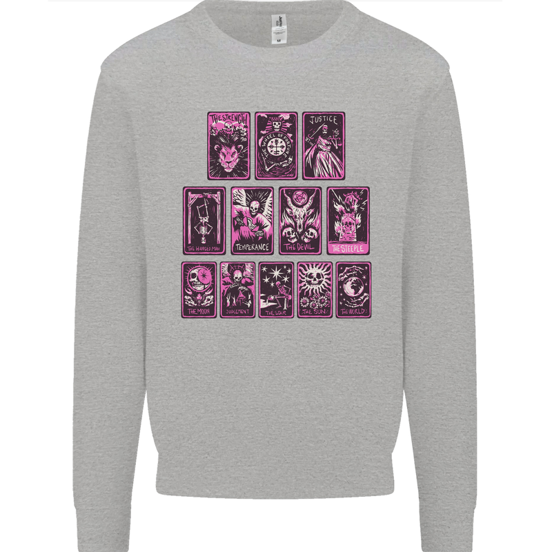 Tarot Cards Fortune Teller Skulls Mens Sweatshirt Jumper Sports Grey