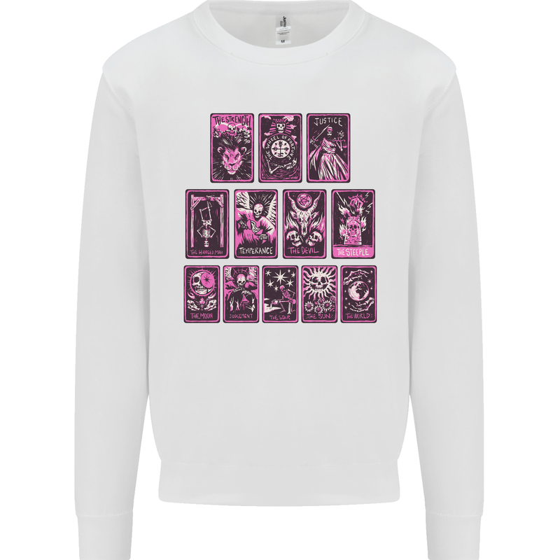 Tarot Cards Fortune Teller Skulls Mens Sweatshirt Jumper White